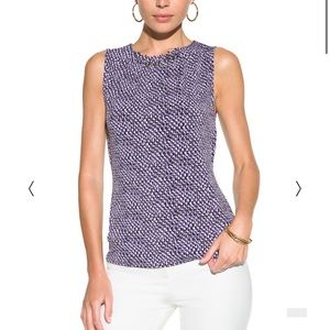 White House Black Market Rivet Shell Trisha Texture Smoky Orchid Purple Top NWT